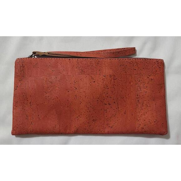 Cork Wristlet Clutch Purse Womens Size Small Brown Orange Vegan Eco-Friendly EUC - Picture 3 of 4